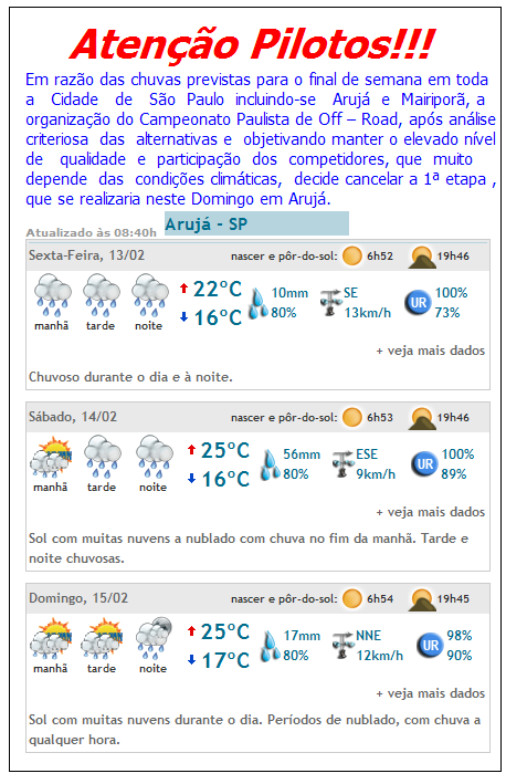 Adiamento 1ª etapa