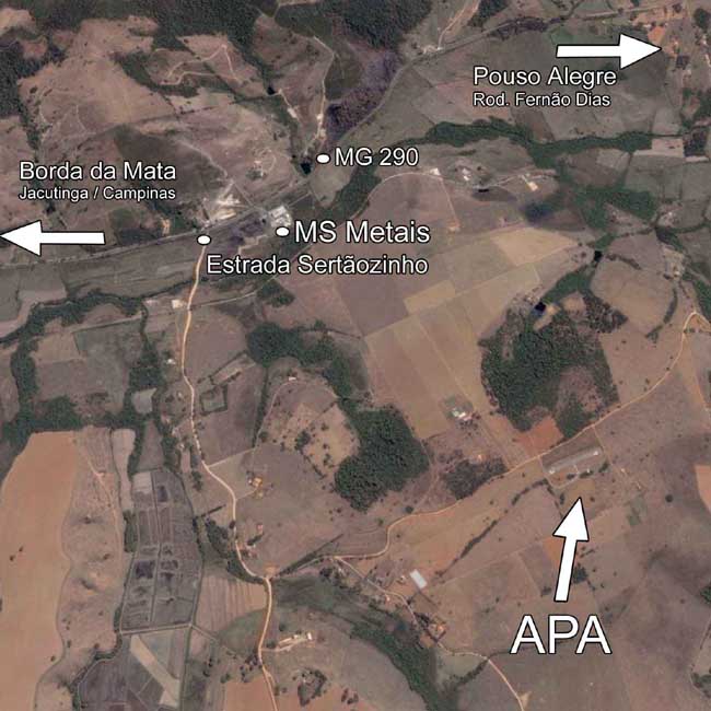 Na rodovia que liga Pouso Alegre a  Borda da Mata entrar estrada de terra sentido Sertãozinho...